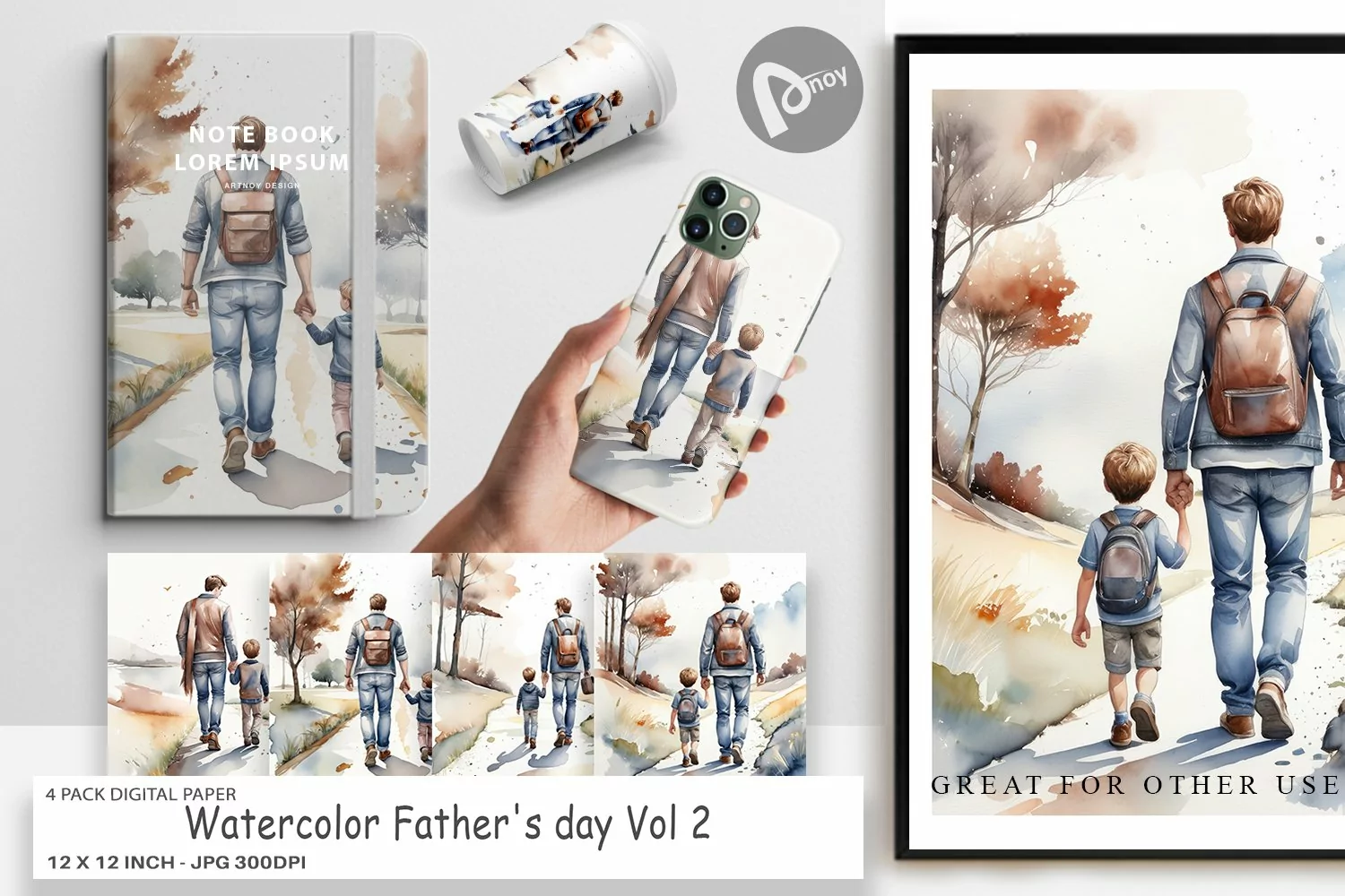 Digital Paper Father Day Watercolor product image 1