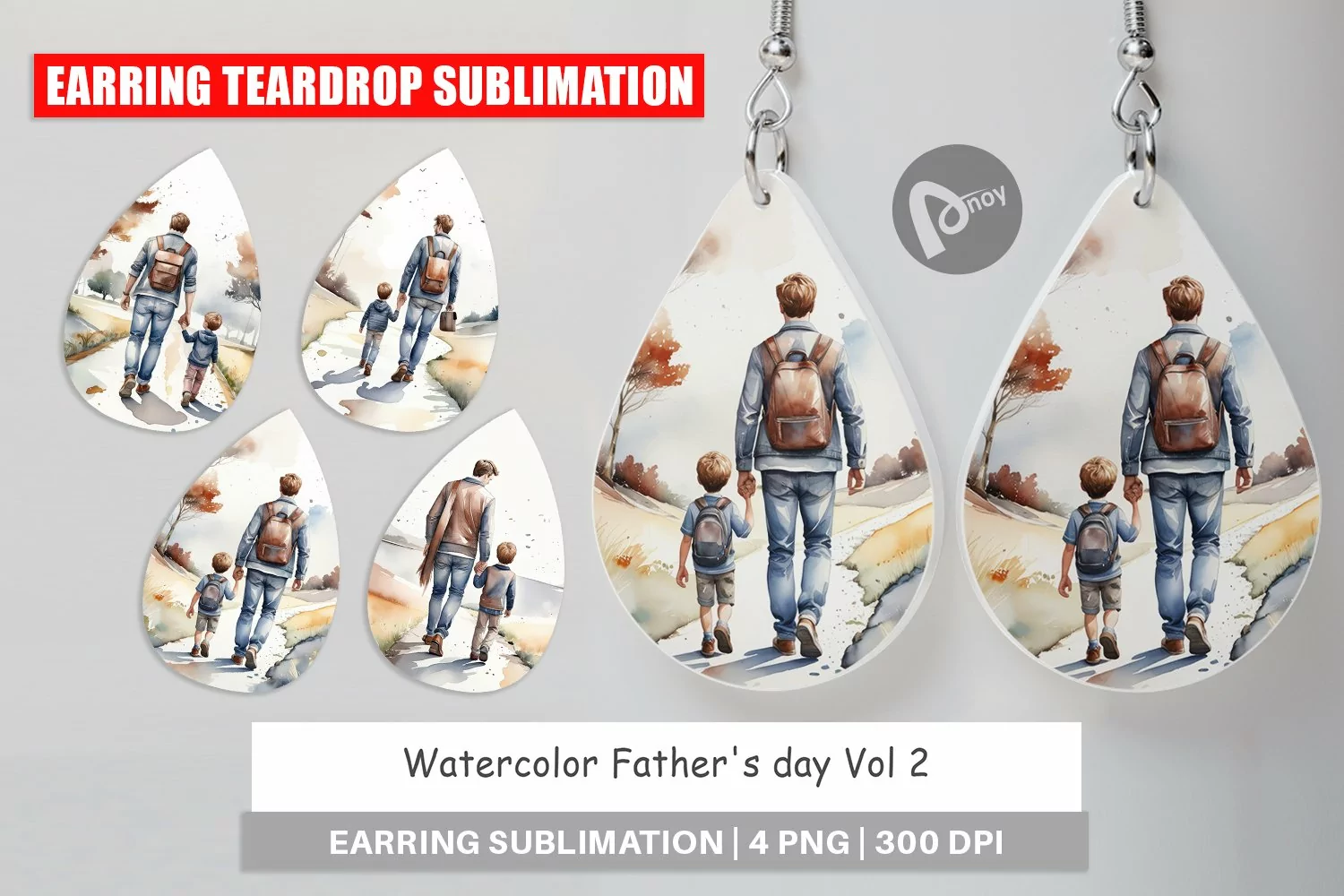 Earring Teardrop Father Day Watercolor product image 1