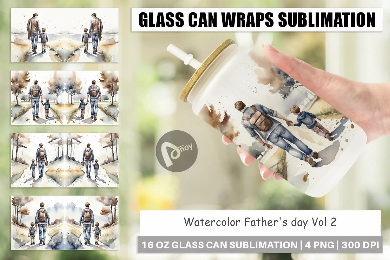 Glass Can Wraps Father Day Watercolor product image 1