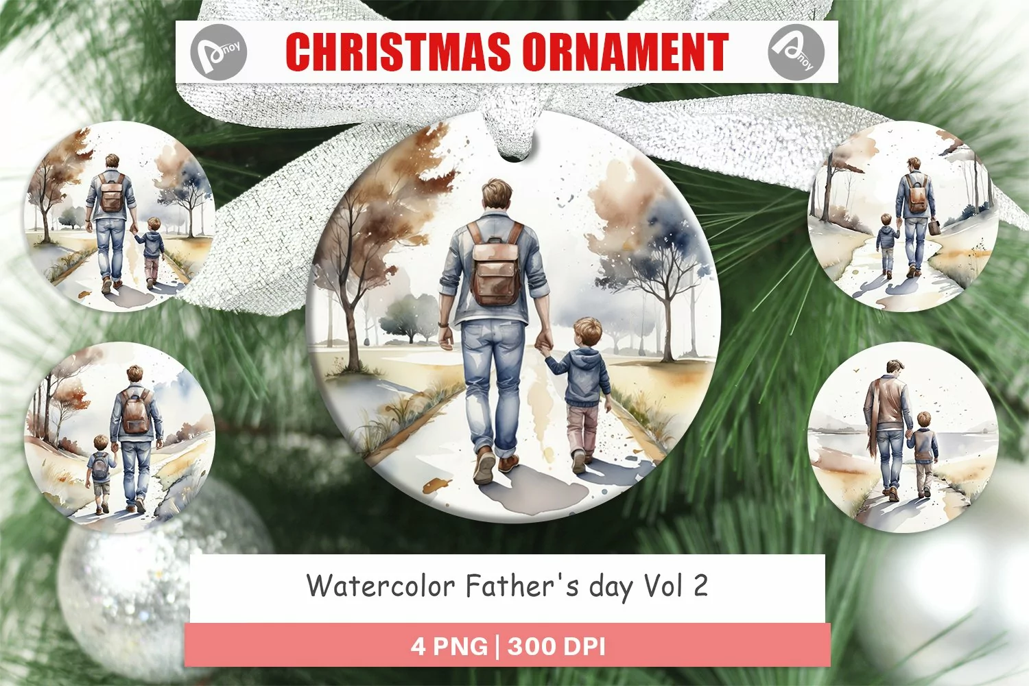 Christmas Ornaments Father Day Watercolor product image 1
