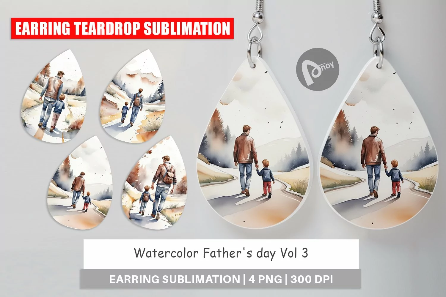 Earring Teardrop Father Day Watercolor product image 1