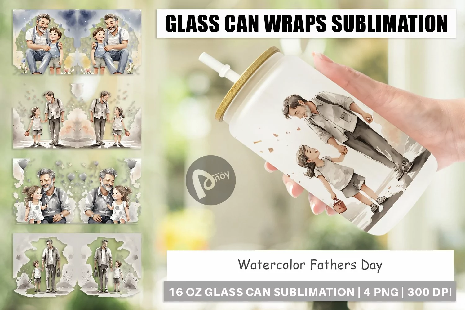 Glass Can Wraps Father's Day Watercolor product image 1
