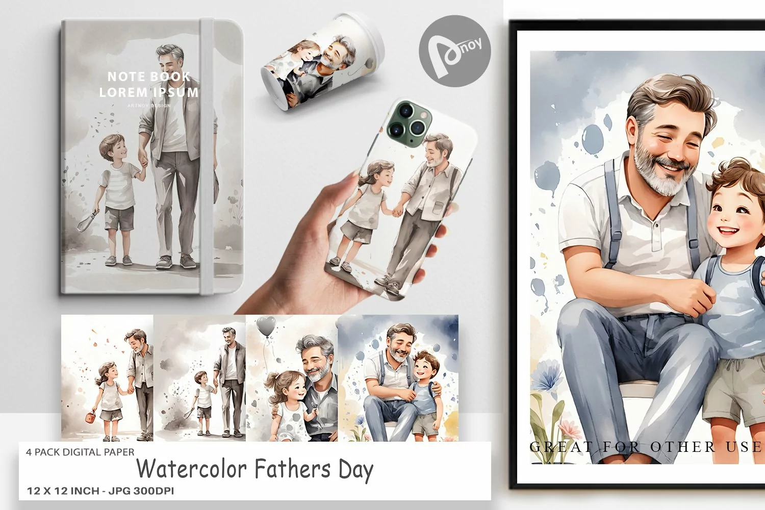 Digital Paper Father's Day Watercolor product image 1