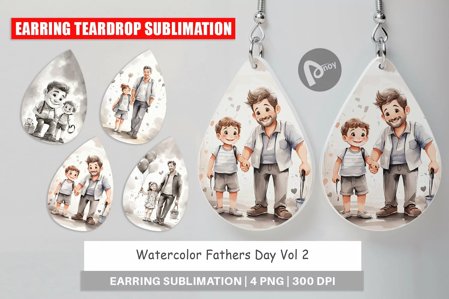Earring Teardrop Father's Day Watercolor product image 1