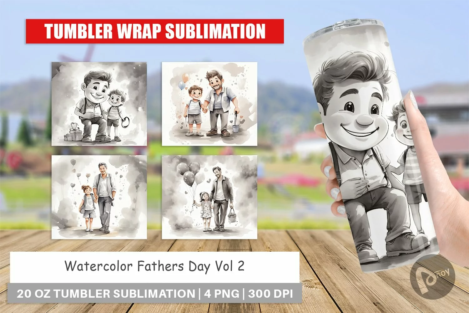 Tumbler Wrap Father's Day Watercolor product image 1