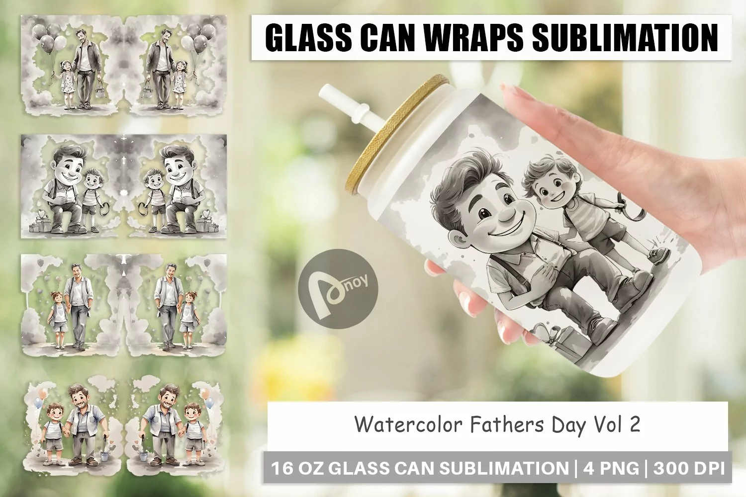 Glass Can Wraps Father's Day Watercolor product image 1