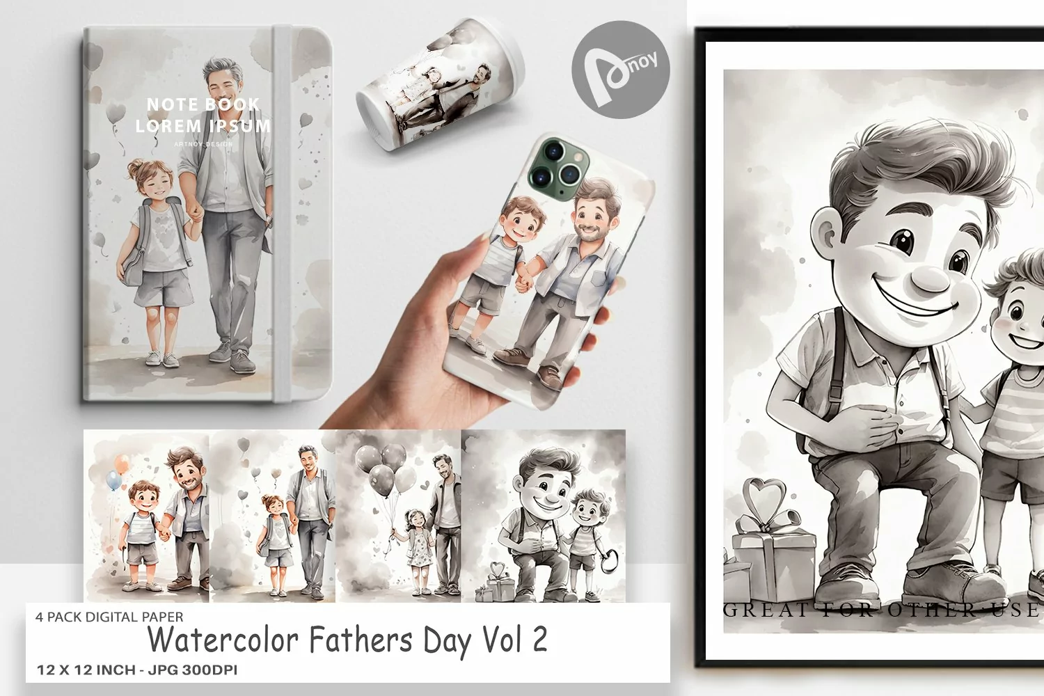 Digital Paper Father's Day Watercolor product image 1