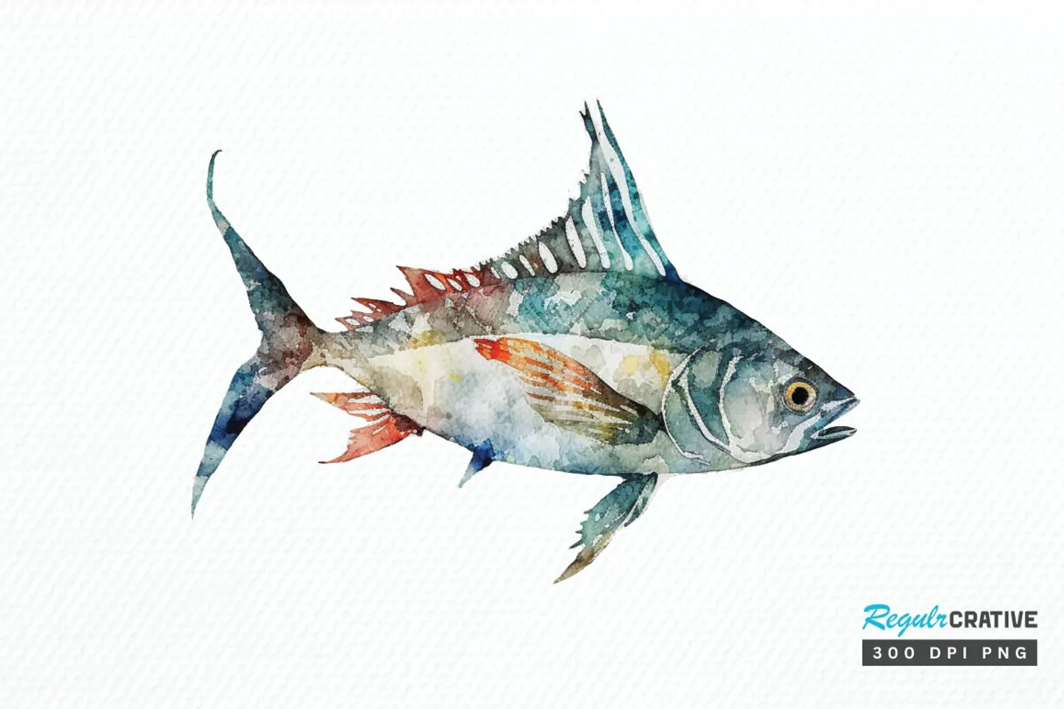 Watercolor Fish Bone PNG Clipart product image 1