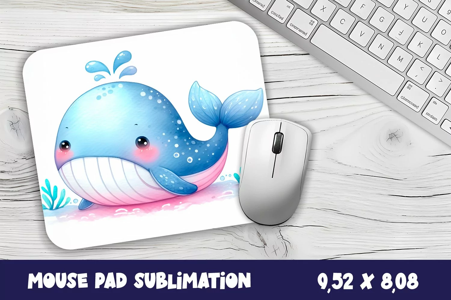 Whale Mouse Pad Design, Sea Sublimation Designs product image 1