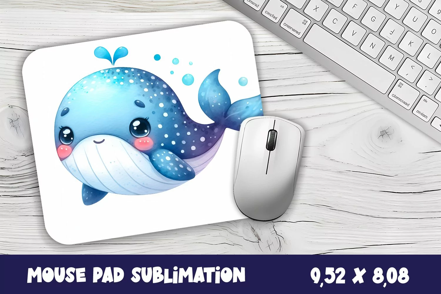 Whale Mouse Pad Design, Sea Sublimation Designs product image 1