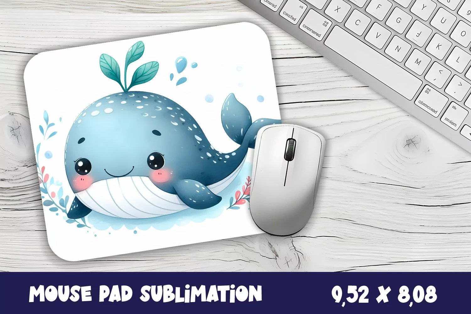 Whale Mouse Pad Design, Sea Sublimation Designs product image 1