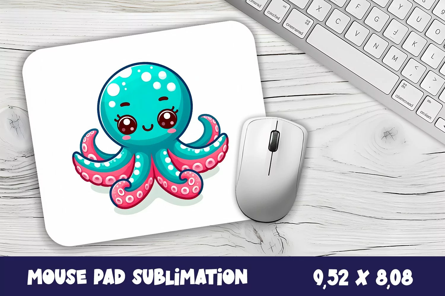Watercolor Octopus Mouse Pad Design, Sea Sublimation Designs product image 1