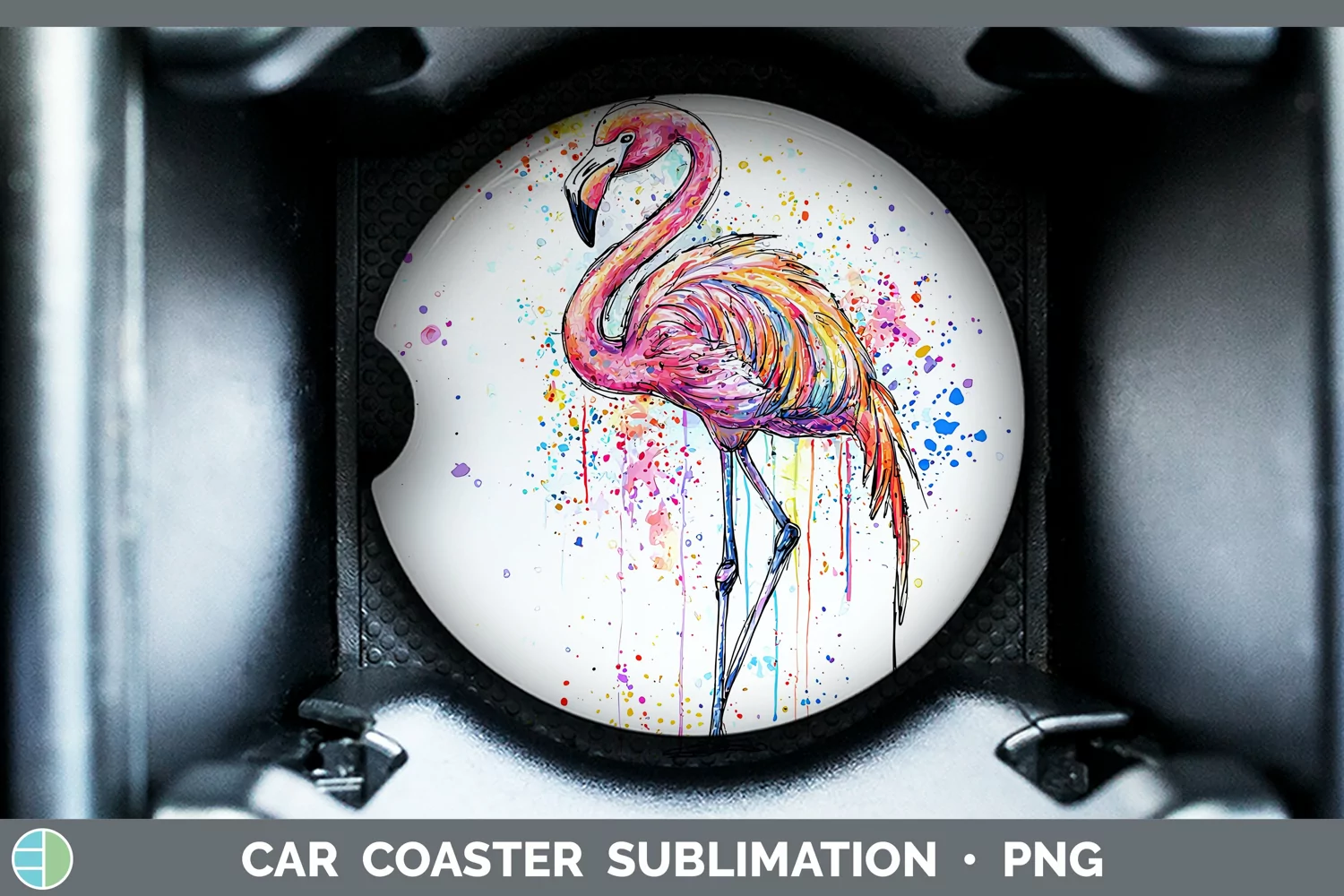 GorgeousWatercolor Car Coaster design.
