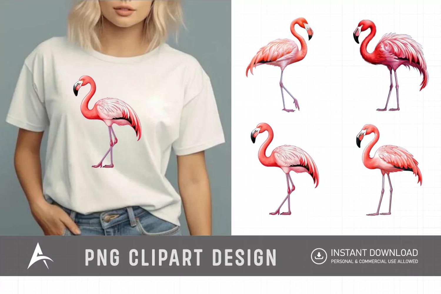 Watercolor Flamingo Clipart product image 1