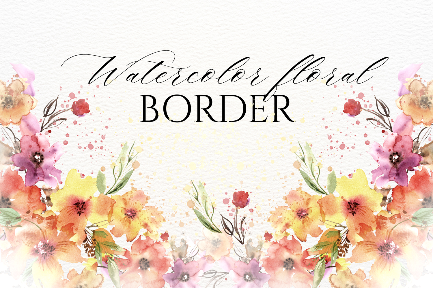 Watercolor Floral Border PNG product image 1