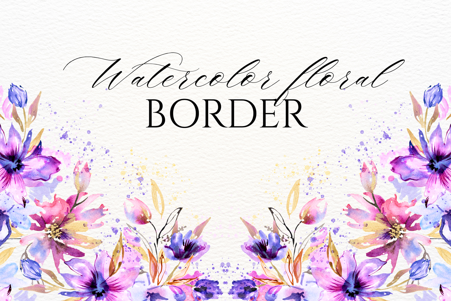 Watercolor Floral Border PNG product image 1