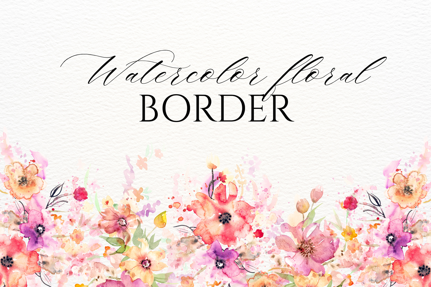 Watercolor Floral Border PNG product image 1