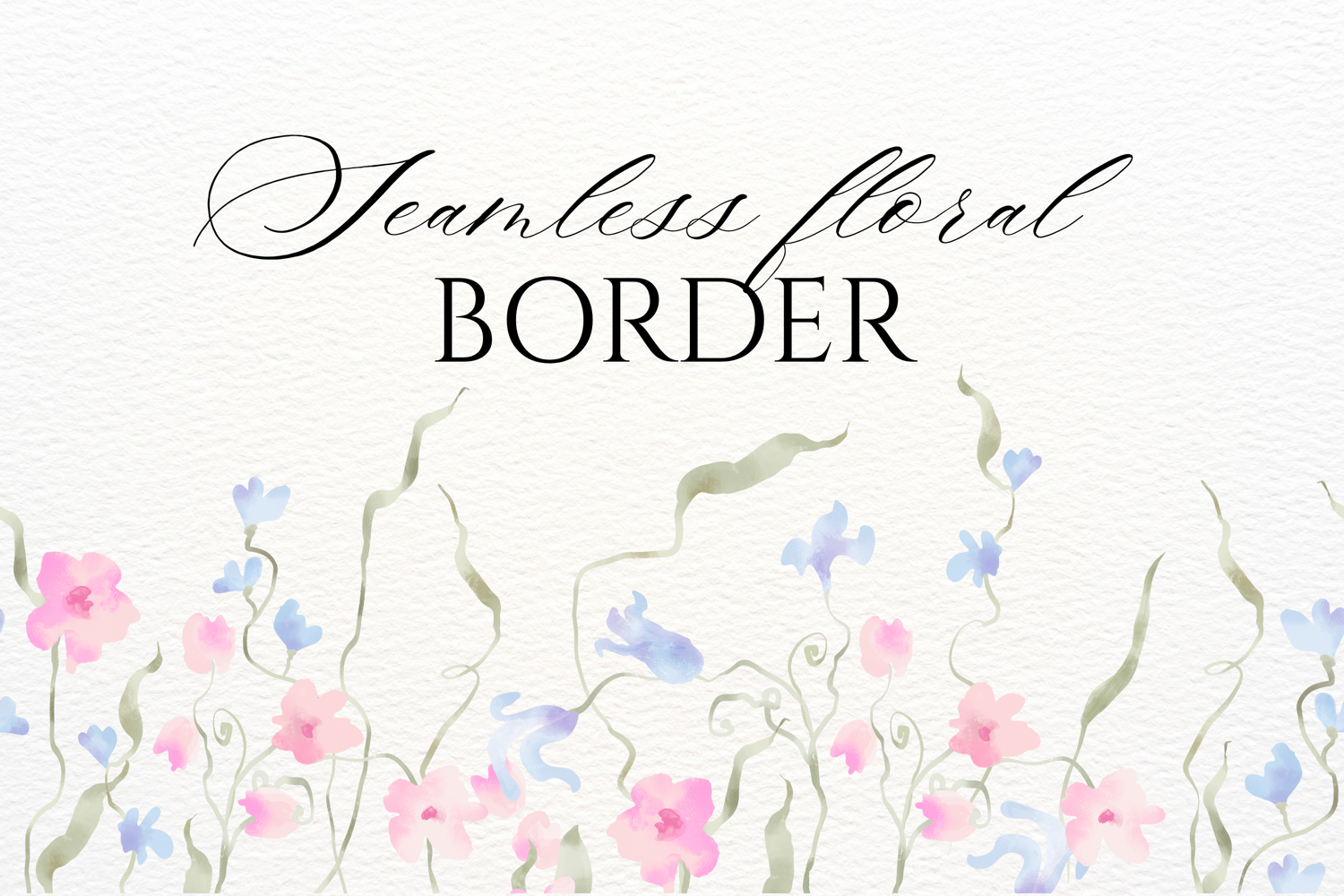Watercolor Seamless Floral Border PNG product image 1