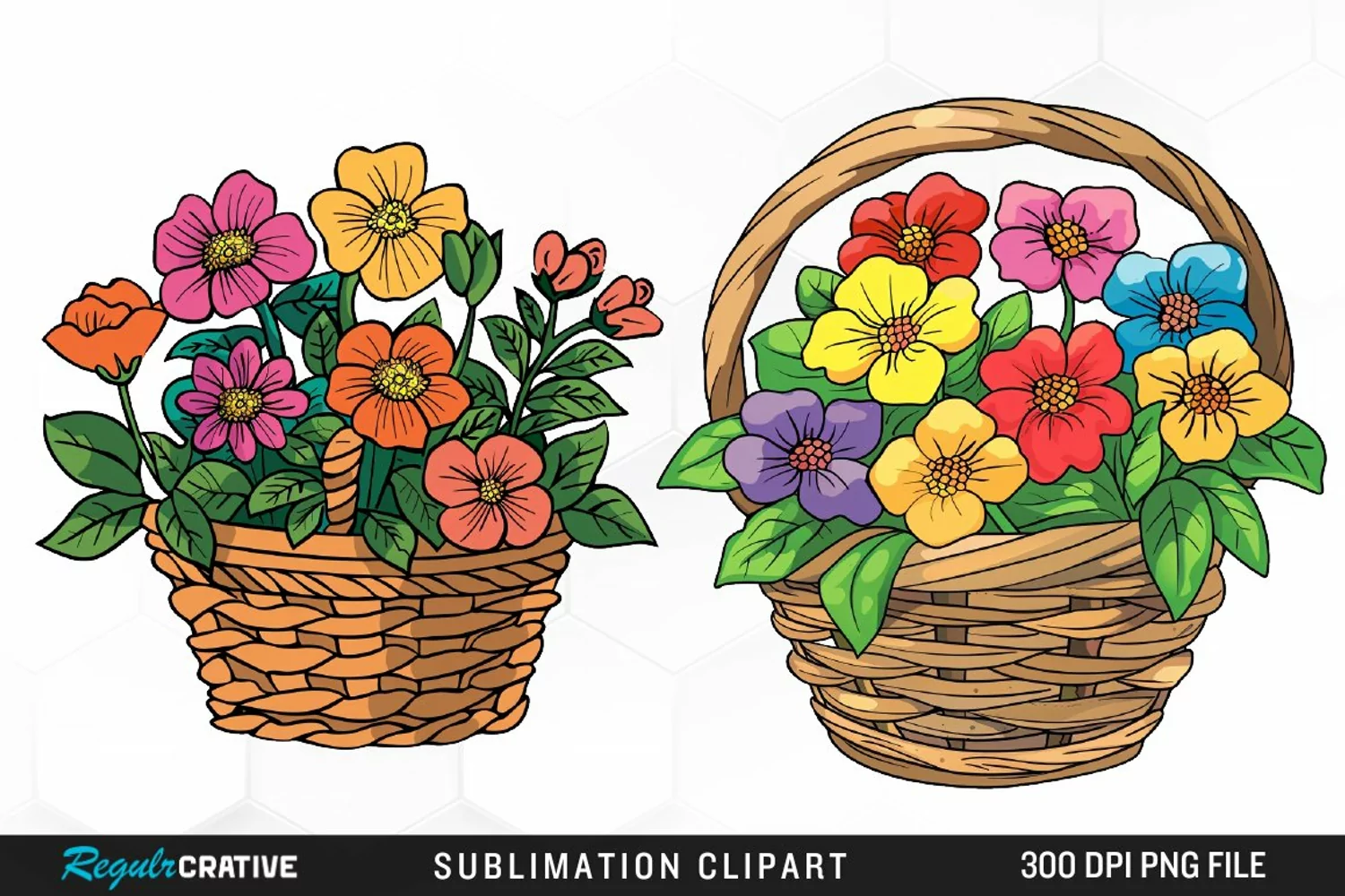 Watercolor Floral Basket Exquisite Clipart product image 1