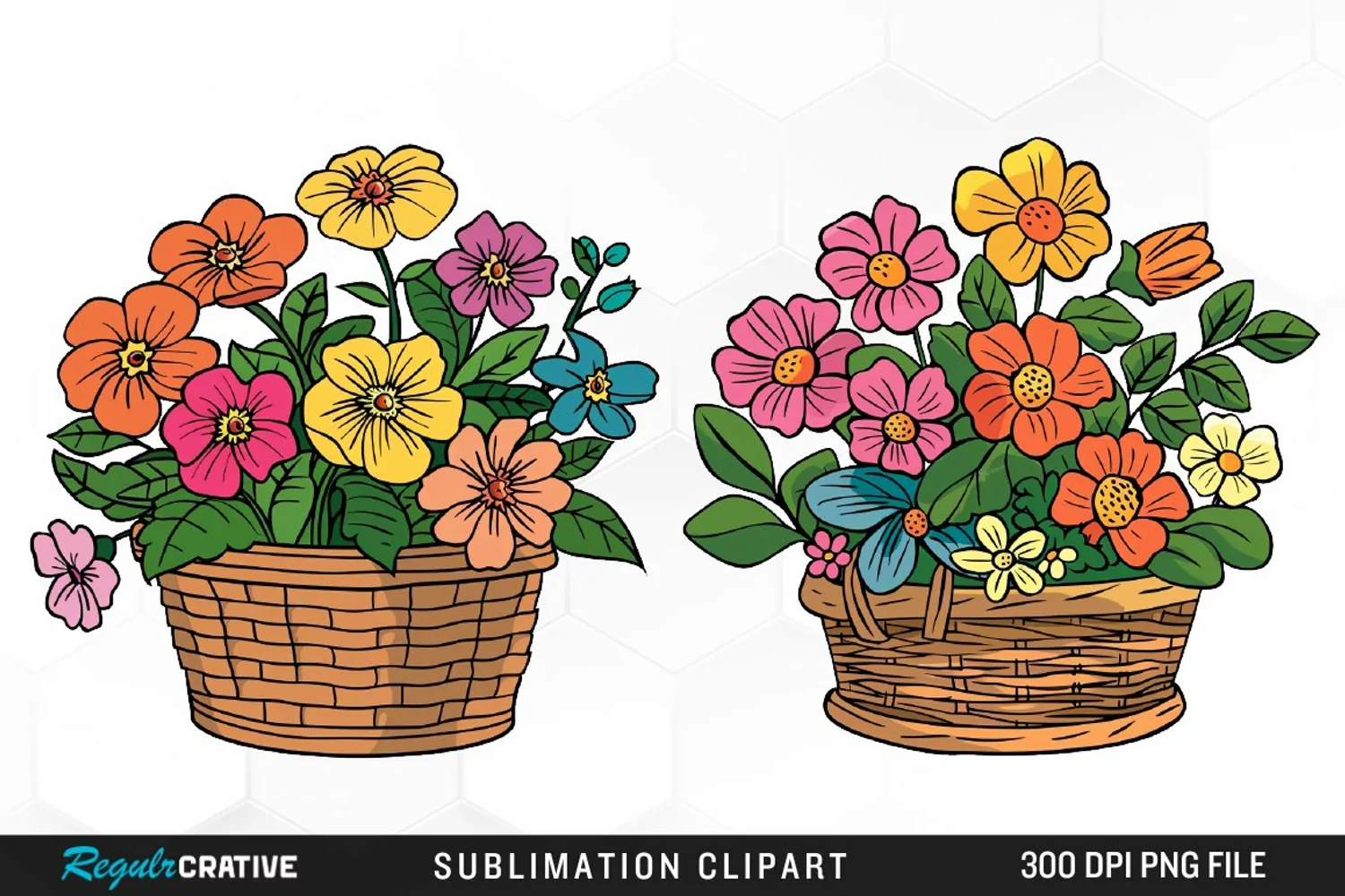 Watercolor Floral Basket Exquisite Clipart product image 1