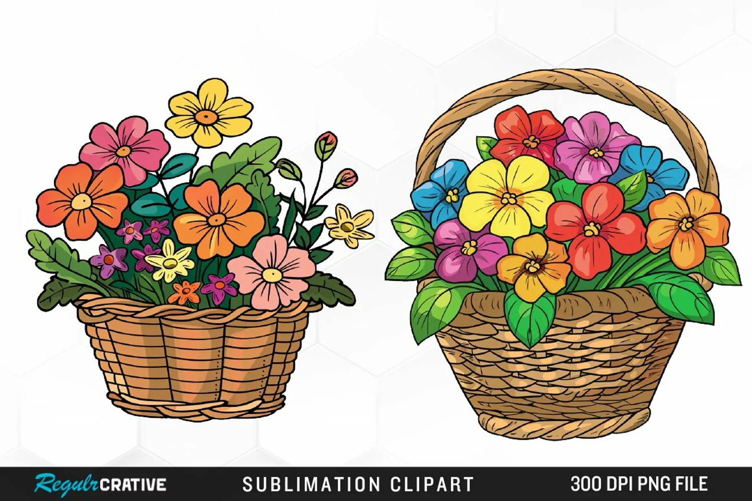 Watercolor Floral Basket Exquisite Clipar product image 1