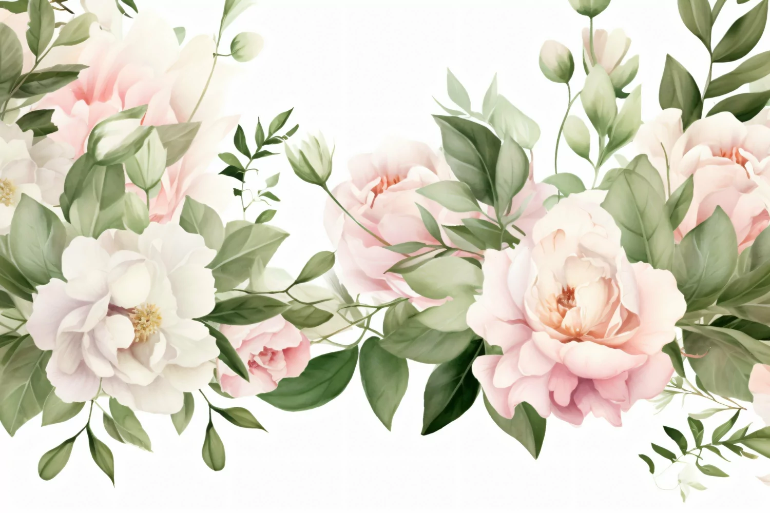 Watercolor floral border wreath pink peach Background product image 1