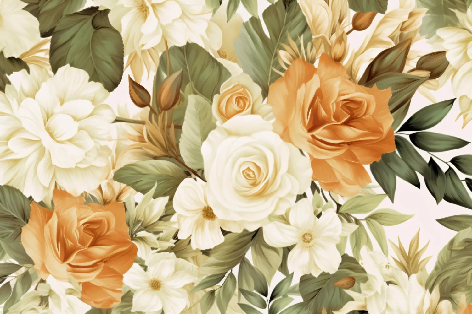 Watercolor floral border wreath with green leaves background product image 1
