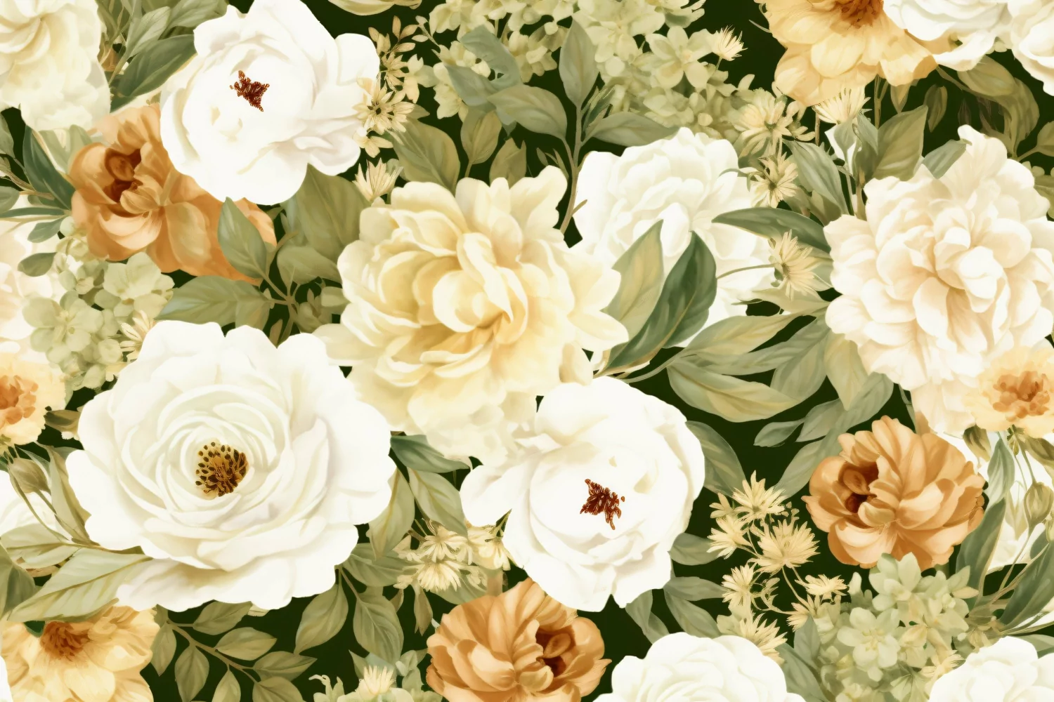 Watercolor floral border wreath with green leaves background product image 1