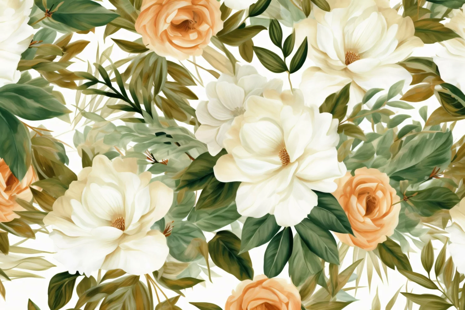 Watercolor floral border wreath with green leaves background product image 1