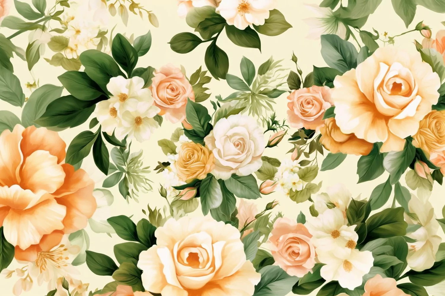 Watercolor floral border wreath with green leaves background product image 1