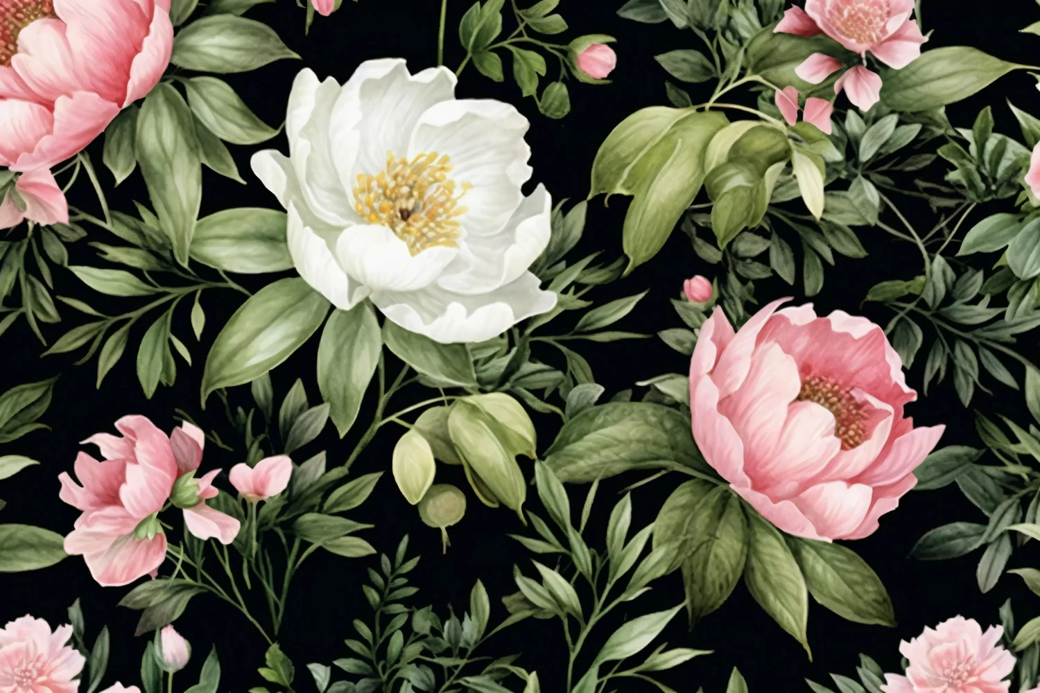 Watercolor floral border wreath with green leaves background product image 1