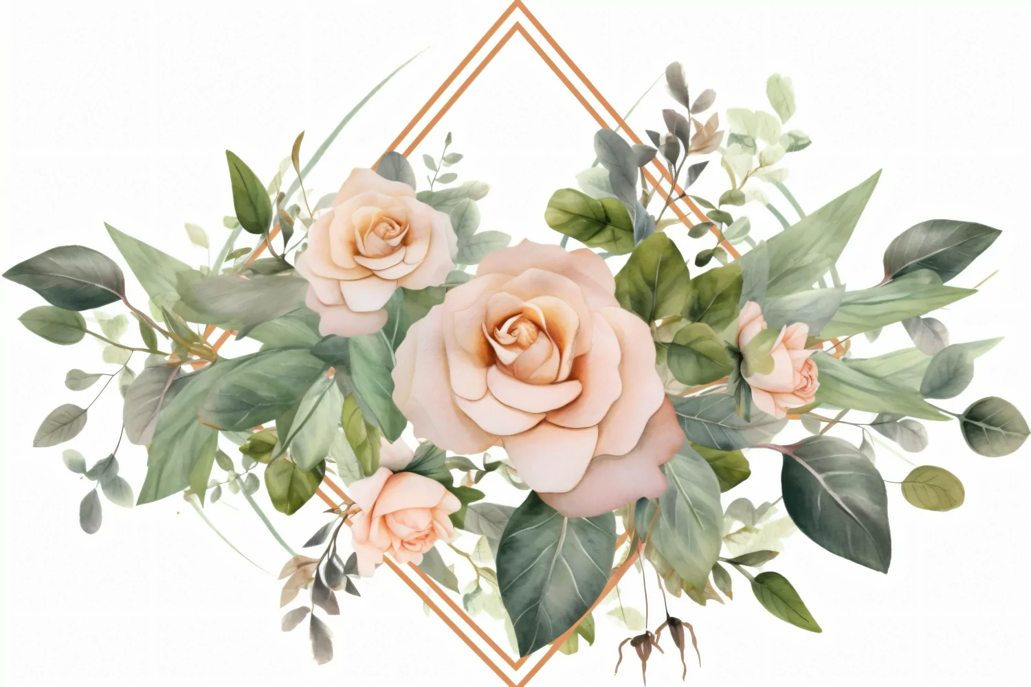 Watercolor Floral Background with Green leaves product image 1