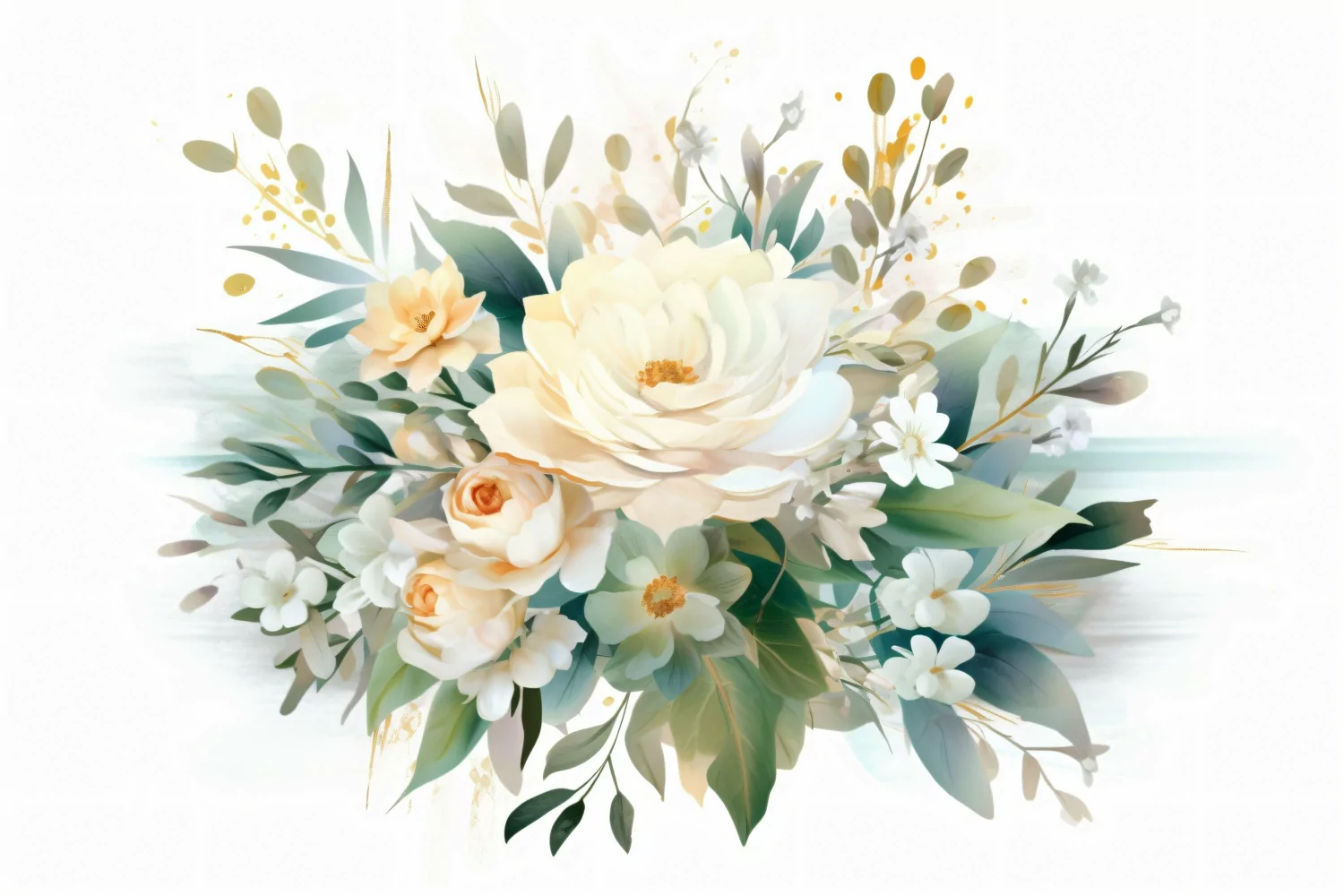Watercolor Floral Background with Green Leaves product image 1