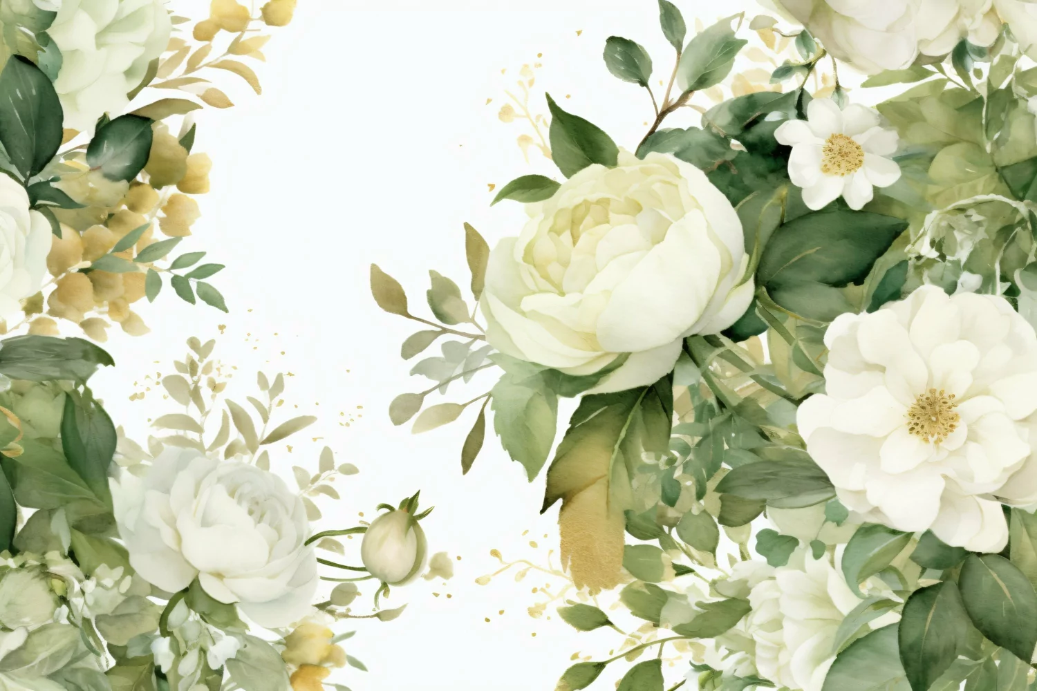 Watercolor Floral Background with White Flowers on White BG product image 1