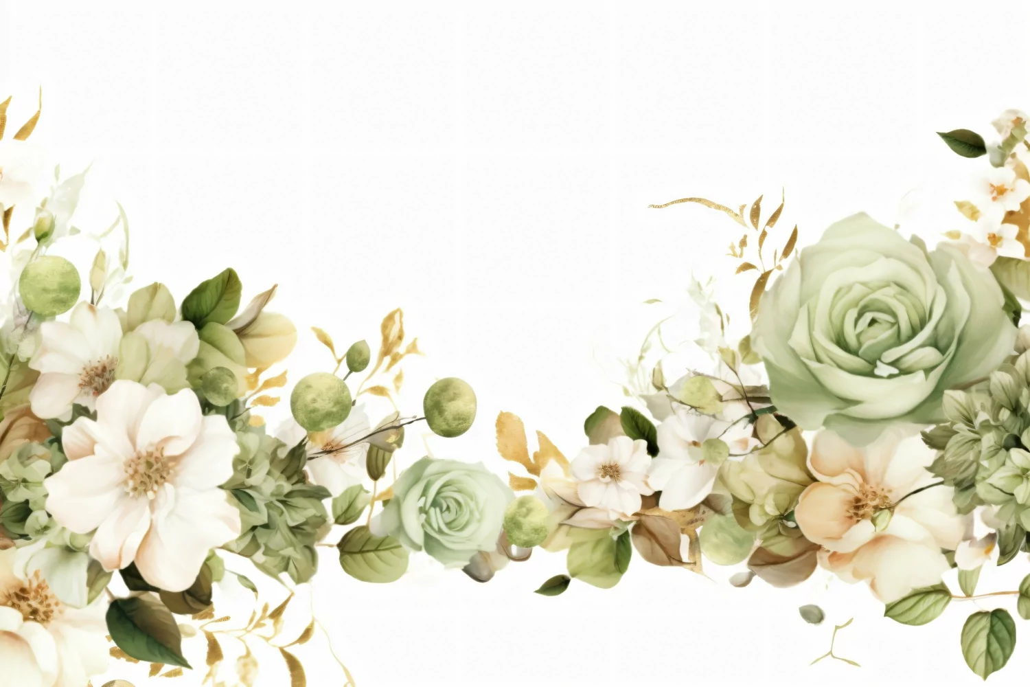 Watercolor Floral Background with White Flowers on White BG product image 1