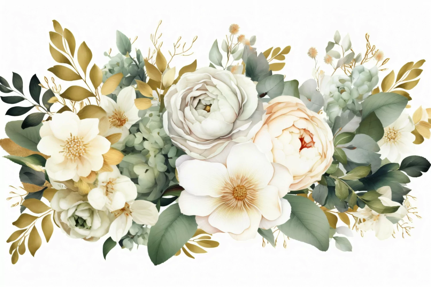 Watercolor Floral Background with White Flowers on White BG product image 1