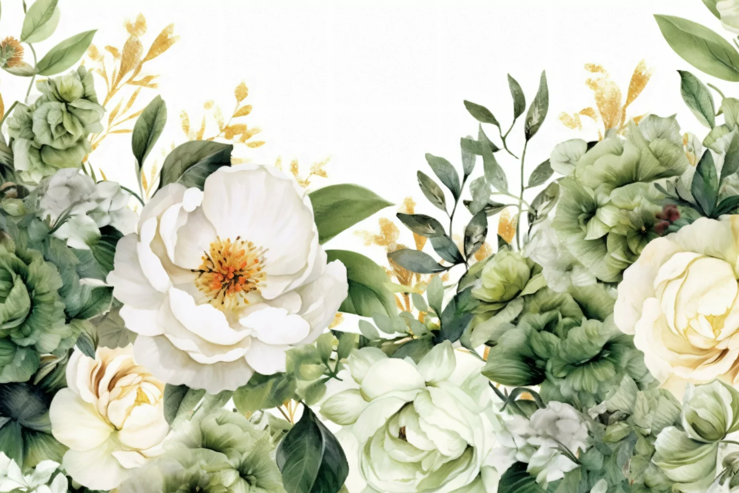 Watercolor Floral Background with White Flowers on White BG product image 1
