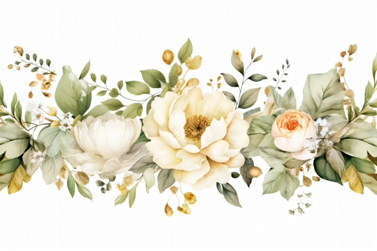 Watercolor Floral Background with White Flowers on White BG product image 1