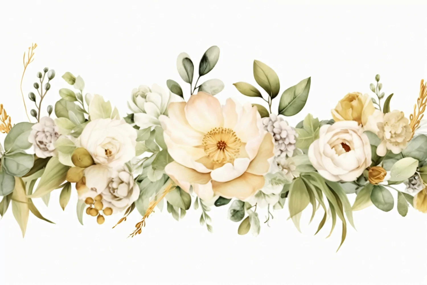 Watercolor Floral Background with White Flowers on White BG product image 1