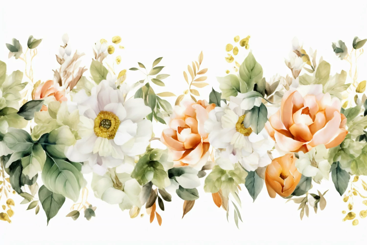 Watercolor Floral Background with White Flowers on White BG product image 1