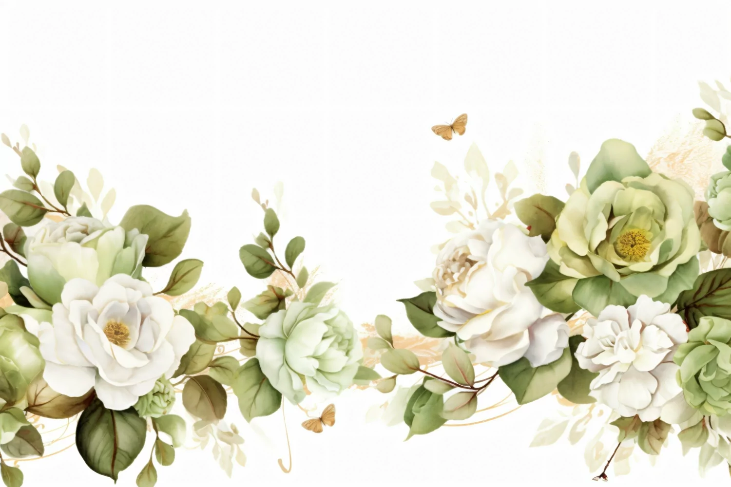 Watercolor Floral Background with White Flowers on White BG product image 1