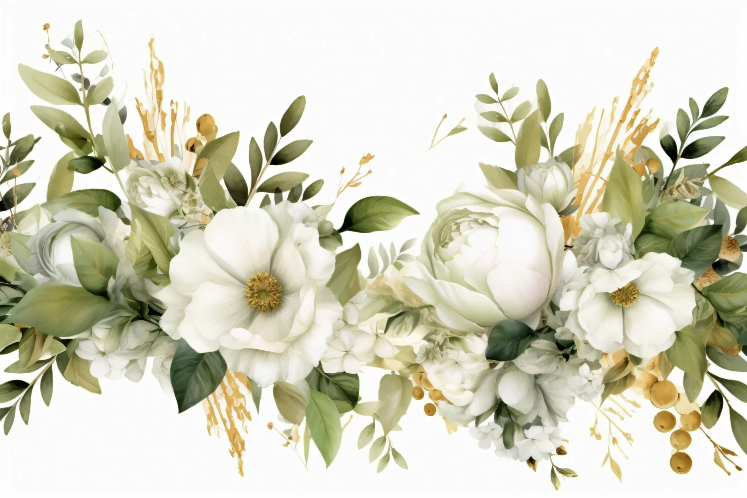 Watercolor Floral Background with White Flowers on White BG product image 1