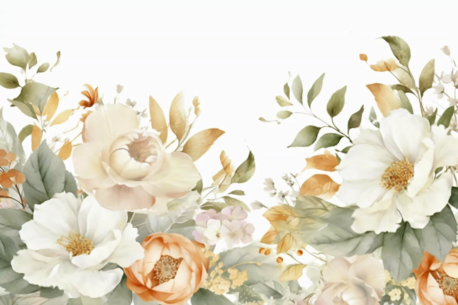 Watercolor Floral Background with White Flowers on White BG product image 1