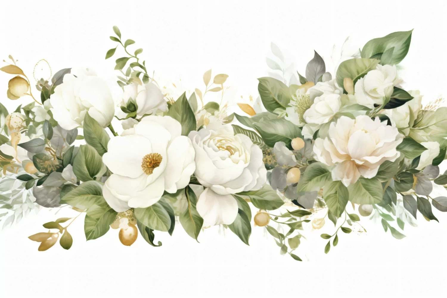 Watercolor Floral Background with White Flowers on White BG product image 1