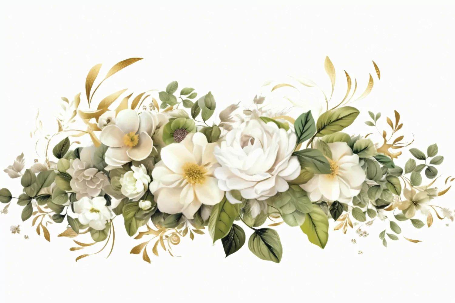 Watercolor Floral Background with White Flowers on White BG product image 1