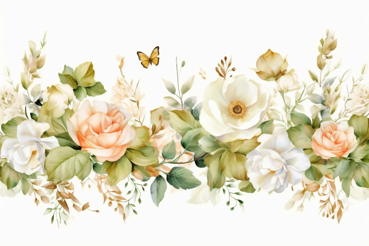 Watercolor Floral Background with White Flowers on White BG product image 1