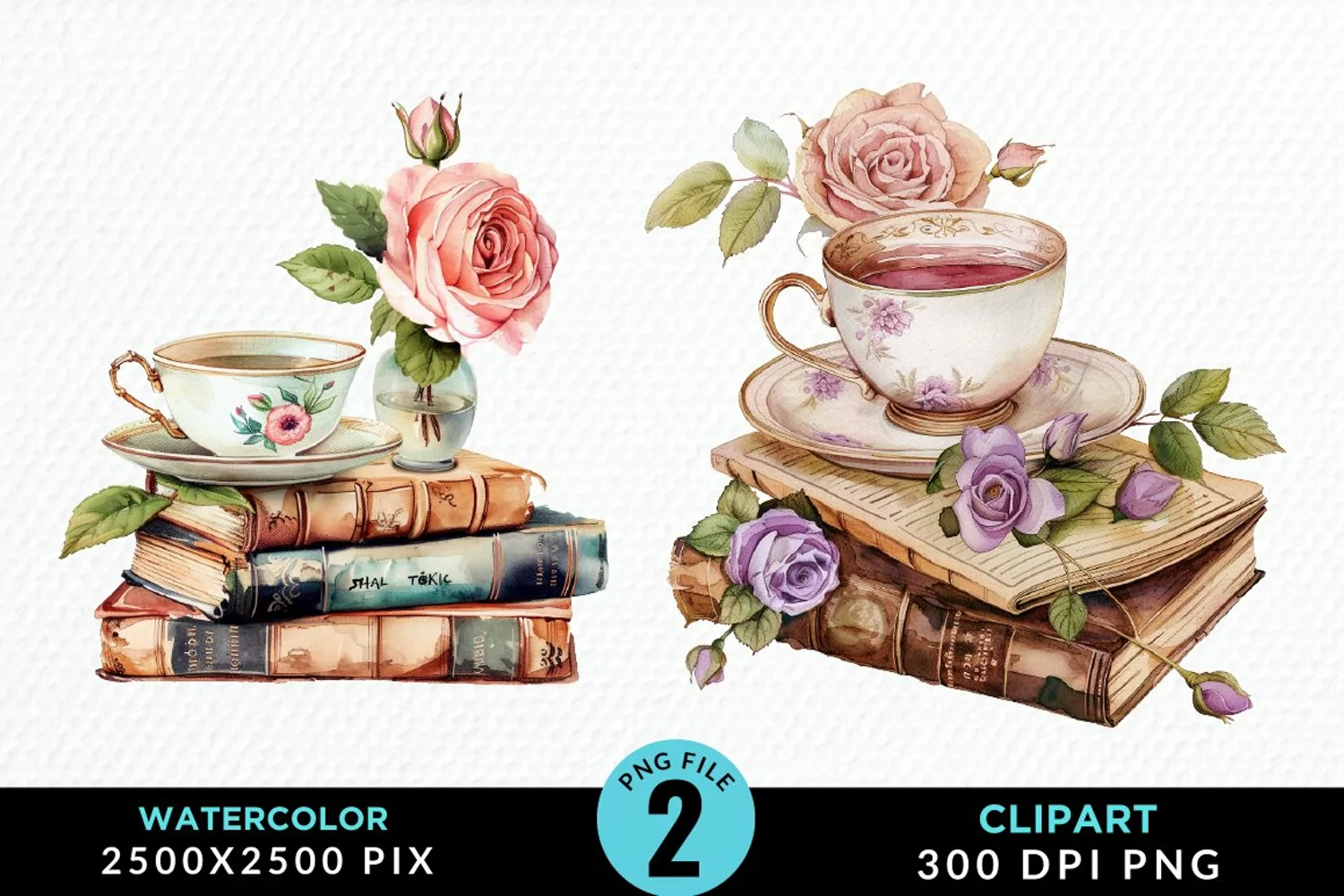 Watercolor Floral Book Illustration Clipart product image 1
