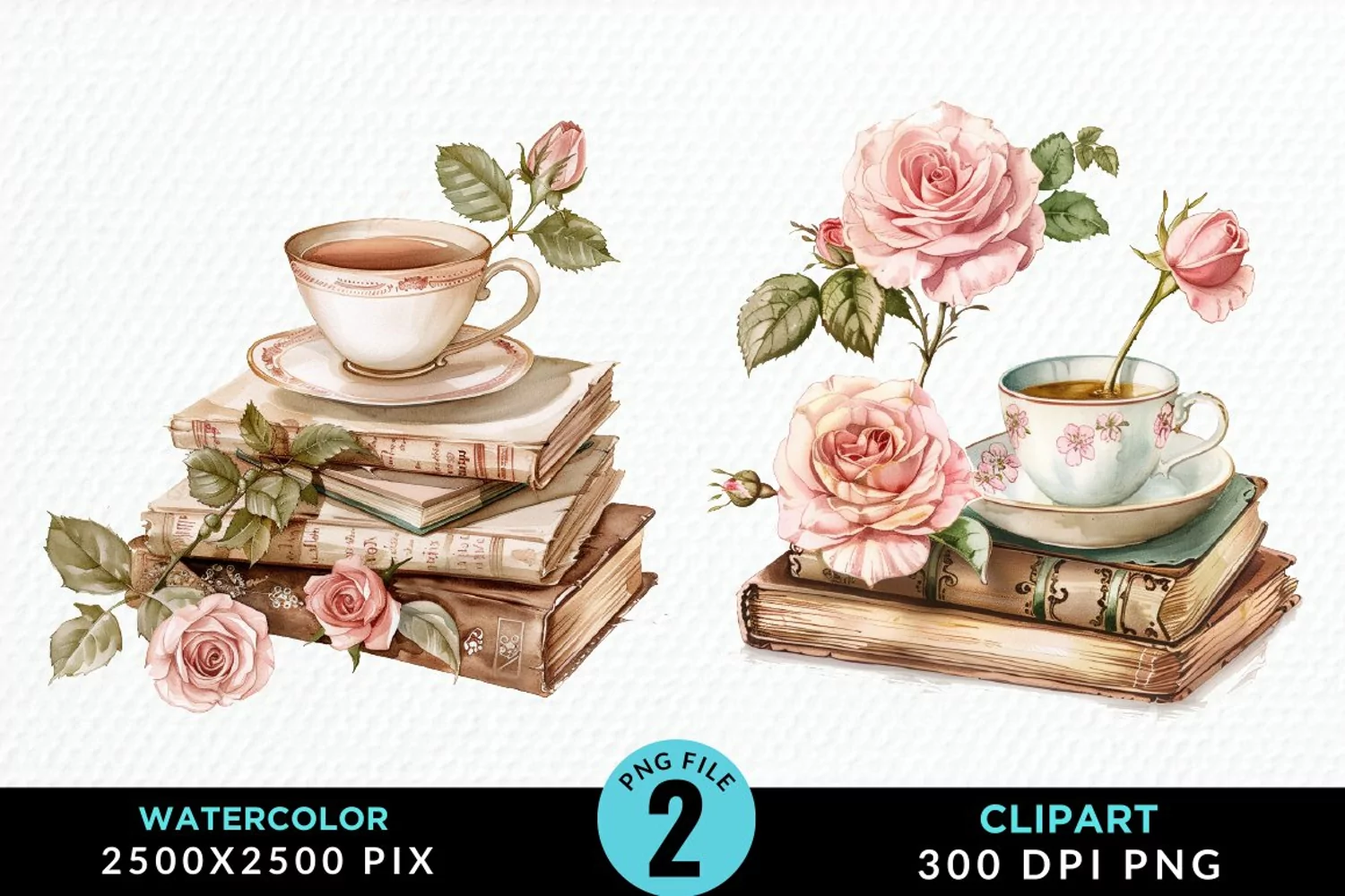 Watercolor Floral Book Illustration Clipart product image 1