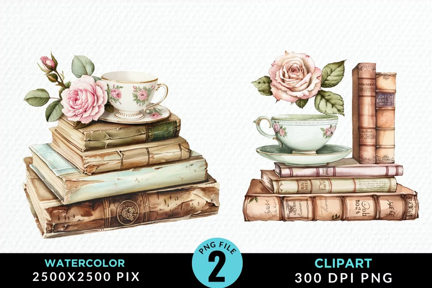 Watercolor Floral Book Illustration Clipart product image 1