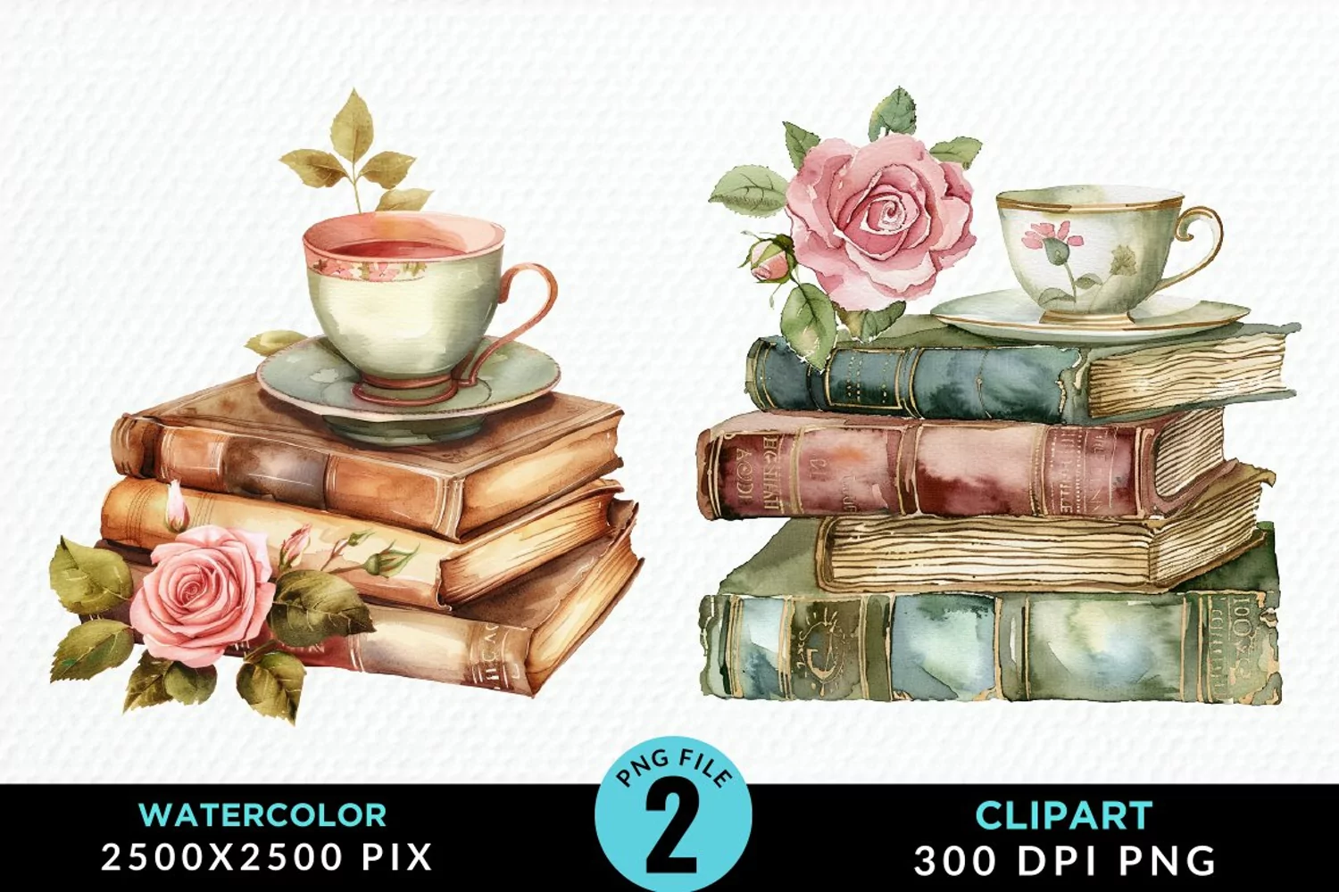 Watercolor Floral Book Illustration Clipart product image 1
